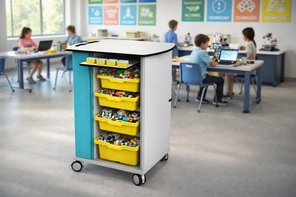 Zioxi LEGO SPIKE Ladewagen in einem MINT-Klassenzimmer