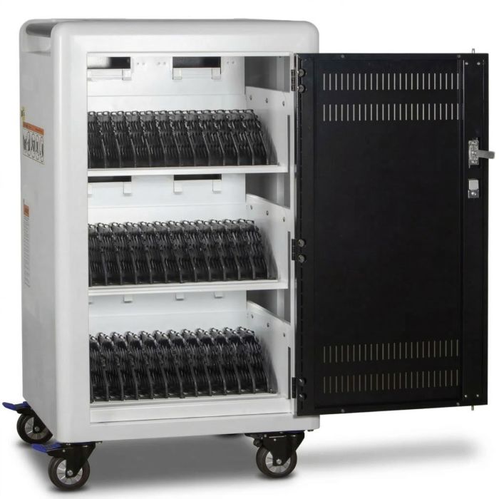 Open Power Technologies AC-PLUS-T Ladewagen mit sichtbaren Fächern für 36 Laptops oder Tablets bis 14 Zoll.