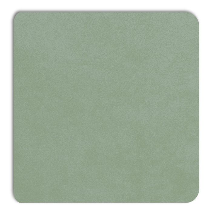Detailaufnahme der mintfarbenen Displine Alcantara®-Einlegeplatte mit weicher Textur und abgerundeten Ecken.