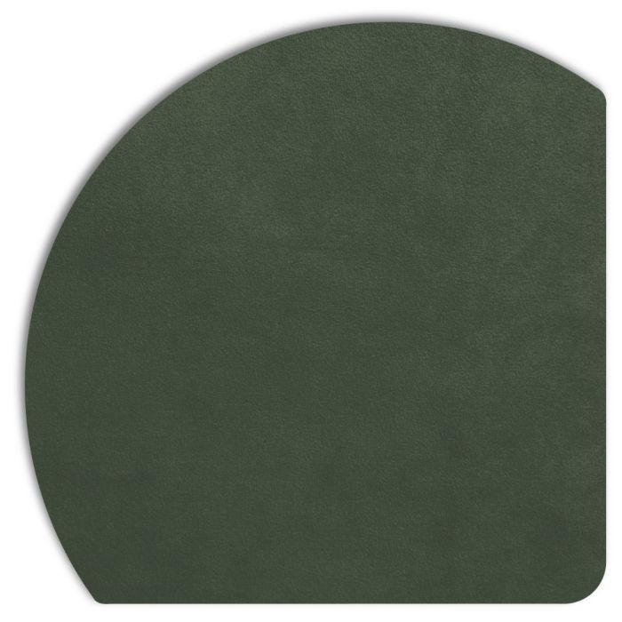 Detail der Displine Alcantara®-Einlegeplatte in Smaragdfarbe mit abgerundeten Ecken.