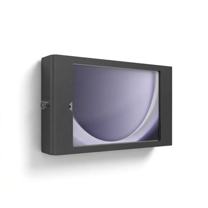 Seitenansicht der Compulocks Apex Wandhalterung für Samsung Galaxy Tab A9, montiert an der Wand mit schlankem Design.