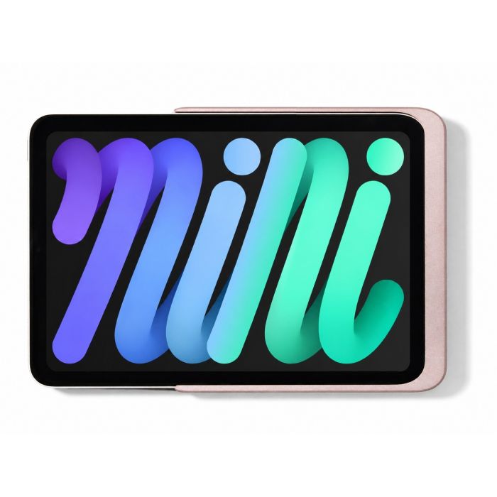 Draufsicht auf den Displine Dame Wall Home 2.0 Wandhalter in Roségold mit einem iPad Mini 7 im Einsatz.