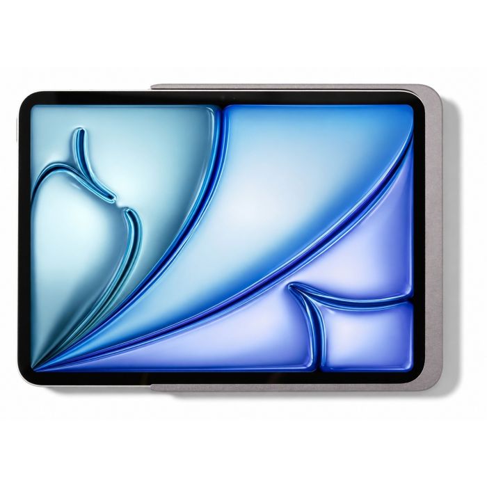 Draufsicht auf den Wandhalter Displine Dame Wall Home 2.0 mit iPad Air 10,9 Zoll, sichtbar in einem stilvollen Titan-Finish.