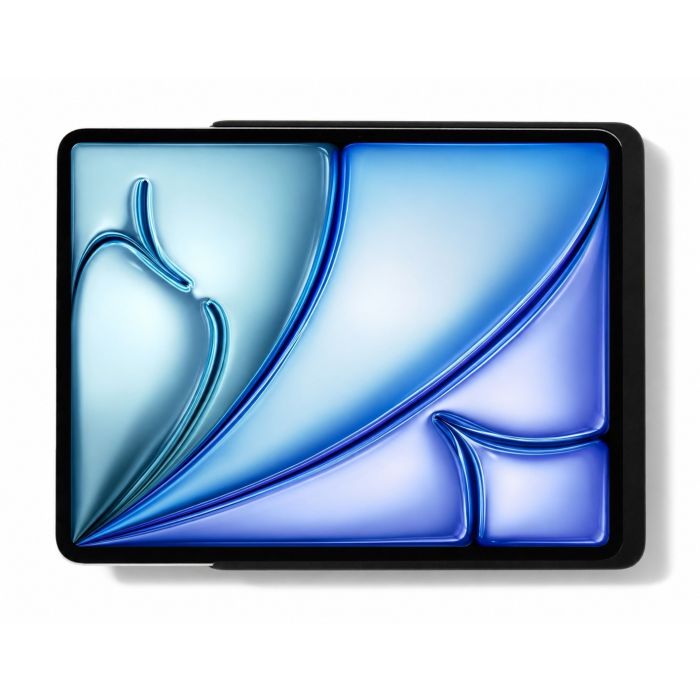 Detailaufnahme des Wandhalters Displine Dame Wall Home 2.0 mit einem iPad Air 13 Zoll, schwarz, mit modernem, elegantem Finish.