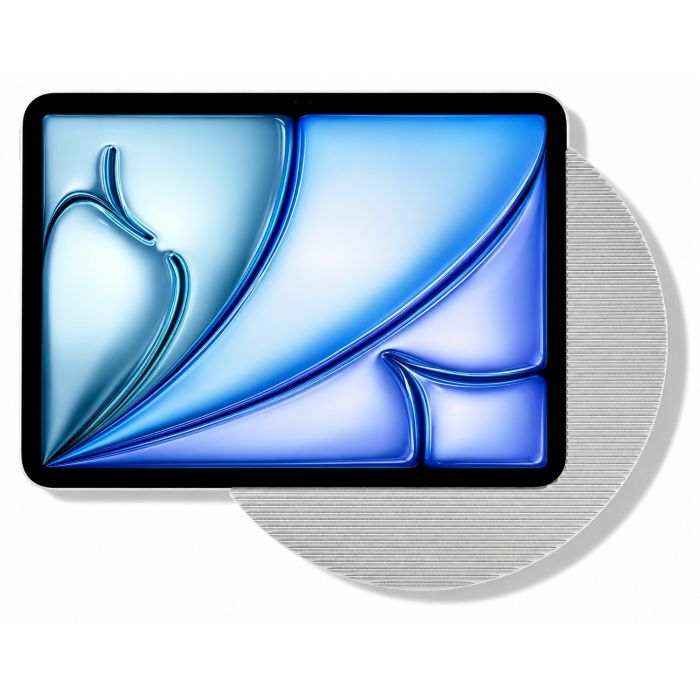 Detailansicht des Displine Moonlight Wandhalters für iPad Air 11 Zoll, mit silberner Oberfläche und einem modernen, eleganten Look.