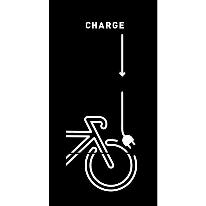 Technisches Bild des Lockeel-Plotaufklebers mit Ladeanzeige für Fahrradbatterien.