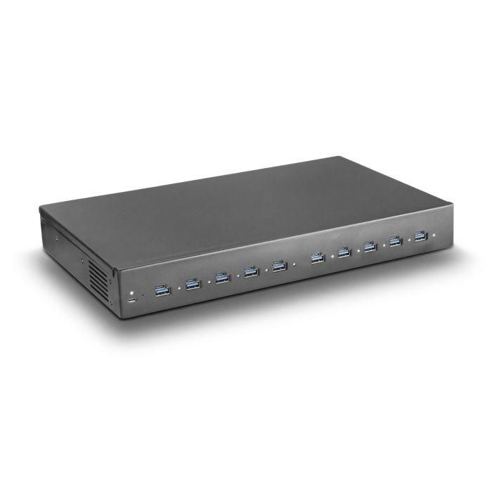 Seitenansicht des Torvik OLH-DC-10 Ladehubs mit 10 USB-Anschlüssen in modernem Finish.