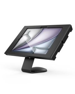 Seitenansicht des Compulocks Core Apex Tischhalters für iPad Air 11 Zoll, schwarz, mit stabiler Basis und modernem Look.