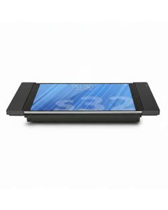 Seitenansicht des Smart Things sDock Fix Tischständers für iPad Air 11 Zoll, schwarz, mit genutztem iPad.