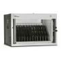 Seitenansicht des Power Technologies AC-MINI Ladeschranks mit offenen Fächern für 12 Laptops.