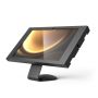 Seitenansicht der Compulocks Core Apex Tischhalterung für Samsung Galaxy Tab S10+, mit angewinkeltem Tablet.