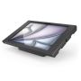 Nahaufnahme des Compulocks AV Capsule Apex Tischständers für iPad Air, mit Schwerpunkt auf seinem eleganten Design und seiner Verarbeitung.