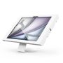 Seitenansicht des Compulocks Core Apex Tischhalters für iPad Air, mit modernem, weißem Finish und stabiler Basis.