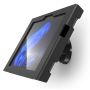 Seitenansicht des schwarzen Compulocks Bow Apex Wandhalters für Microsoft Surface Go 4, montiert an der Wand.
