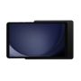 Nahaufnahme der Wandhalterung Displine Companion Wall Home mit Samsung Galaxy Tab A11, schwarz, mit Fokus auf die Textur und das Finish.
