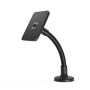 Seitenansicht des Compulocks Flex VESA Tischhalters in Schwarz, mit flexiblem Arm und stabiler Basis.