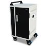 Seitenansicht des Power Technologies PT-VERT-15 AC-Ladewagens mit geschlossener Tür und sichtbarem Griff.