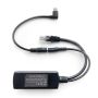 Detailansicht des Smart Things sCharge PoE 4856 Splitters mit Lightning-Kabel, mit sichtbaren Anschlüssen und Kabelmanagement.