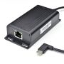 Detailaufnahme des Smart Things sCharge PoE-Splitters mit USB-C-Kabel, der Ethernet-Port und die Anschlüsse sind sichtbar.