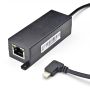Detailansicht des Smart Things sCharge PoE-Splitters mit Lightning-Kabel, die Anschlüsse und die Kabelverbindung sind sichtbar.