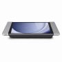 Seitenansicht des Smart Things sDock Fix Tischständers für Samsung Galaxy Tab A11+, mit silberner Oberfläche.