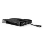 Rückansicht des Compulocks Plus Hub VESA Multi-Port Hub mit sichtbaren Anschlüssen und angeschlossenem Kabel.