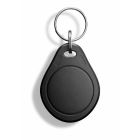 Draufsicht auf den Scolio RFID-Schlüsselanhänger mit schwarzem Finish und Metallring.