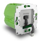 Detailansicht des Smart Things sCharge USB-C Einbau-Netzteils 30W mit sichtbaren Anschlüssen und Montagehalterungen.