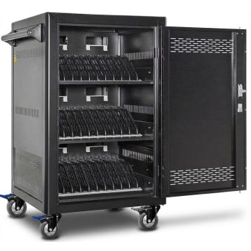 Open Power Technologies AC-LITE Ladewagen mit sichtbaren Ladefächern für 30 Laptops bis 15,6 Zoll.