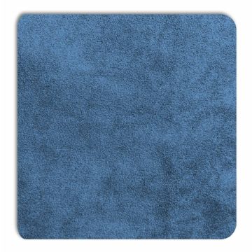 Detailaufnahme der Displine Alcantara®-Einlegeplatte in Kobalt mit weicher Textur und abgerundeten Ecken.