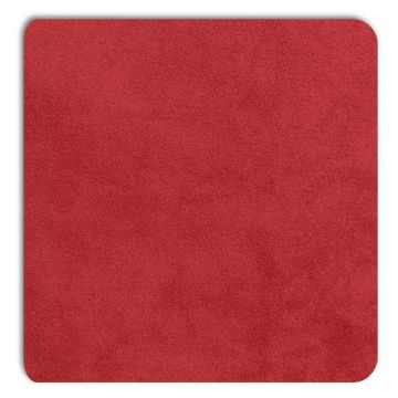 Detailansicht der roten Displine Alcantara®-Einlegeplatte mit weicher Textur und abgerundeten Ecken.