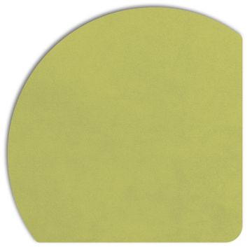 Detailansicht der Displine Alcantara®-Einlegeplatte in Zitronenfarbe mit einer einzigartigen abgerundeten Ecke.