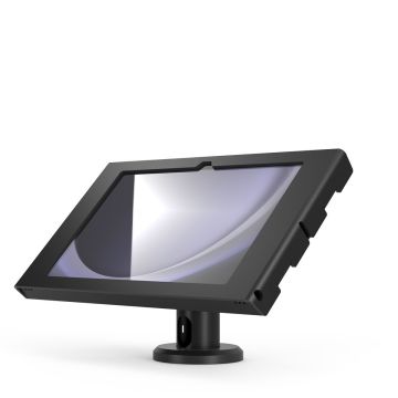 Seitenansicht der Compulocks Rise Tischhalterung für Samsung Galaxy Tab A9+, mit stabiler Basis und eckigem Design.