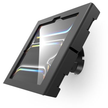 Seitenansicht der Compulocks Bow Apex Wandhalterung für iPad Pro 11 Zoll, mit glänzender Oberfläche und Wandmontagedetails.