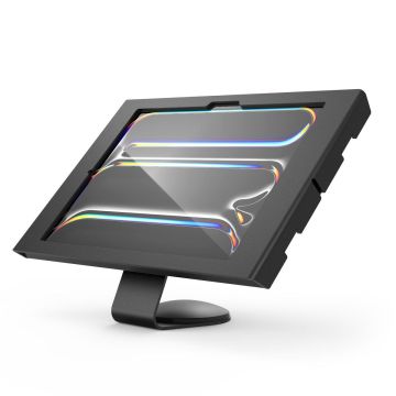Seitenansicht des Compulocks Core Apex Tischhalters für iPad Pro 13 Zoll, mit moderner und stabiler Basis.