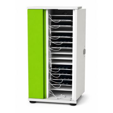 Offener Zioxi iPad-Ladeschrank mit sichtbaren Ladefächern und Kabelmanagement.