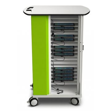 Offener Zioxi onView2 iPad-Ladewagen mit sichtbaren iPads und Kabelmanagement.