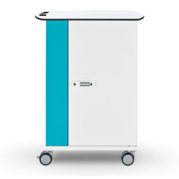 Seitenansicht des Zioxi LEGO Science USB-C-Ladewagens mit digitalem Codeschloss und Rädern für Mobilität.