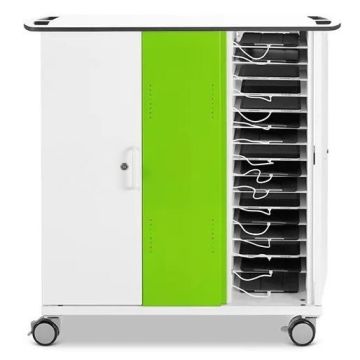 Offener Zioxi iPad USB-C-Ladewagen mit sichtbaren Ladefächern und Kabelmanagement.
