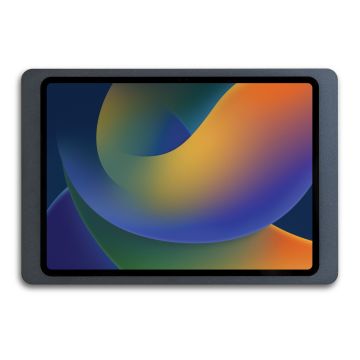 Draufsicht auf den Displine Companion Wall 2.0 Wandhalter für iPad Air 10,9 Zoll, anthrazit, mit einem iPad in der Halterung.