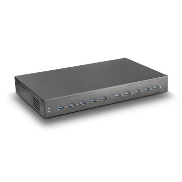 Seitenansicht des Torvik OLH-DC-10 Ladehubs mit 10 USB-Anschlüssen in modernem Finish.