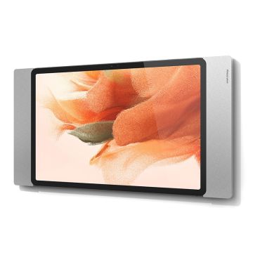 Seitenansicht der Smart Things sDock Fix Wandhalterung für das Samsung Galaxy Tab S9, montiert an der Wand mit einem genutzten Tablet.